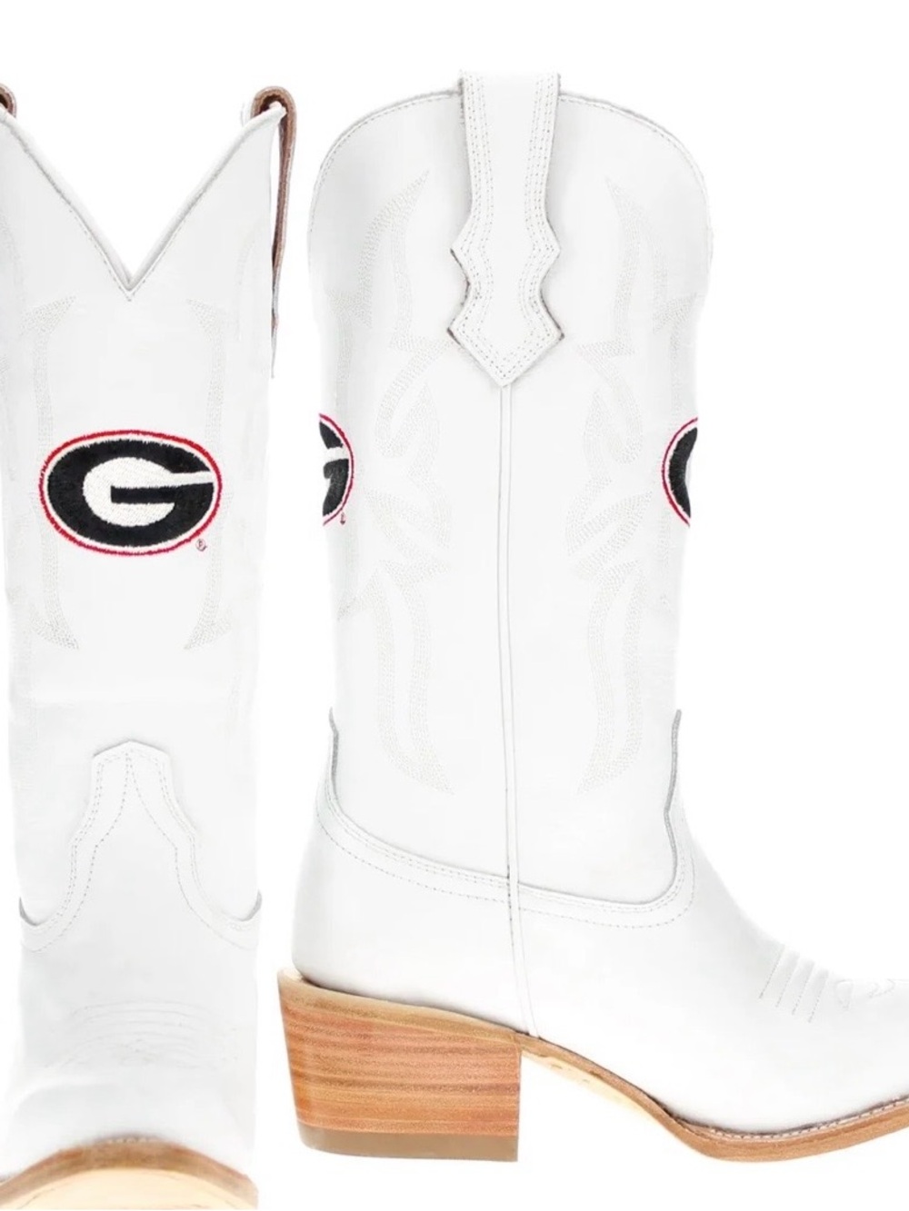Georgia Bulldog White Georgia Logo Western Cowboy Boots - Women Size 8.5